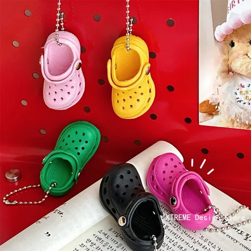 Simulation Mini EVA Hole Shoes Keychain Pendants Colorful Croc Shoe Charms For DIY Car Key Bag School Bag Backpack