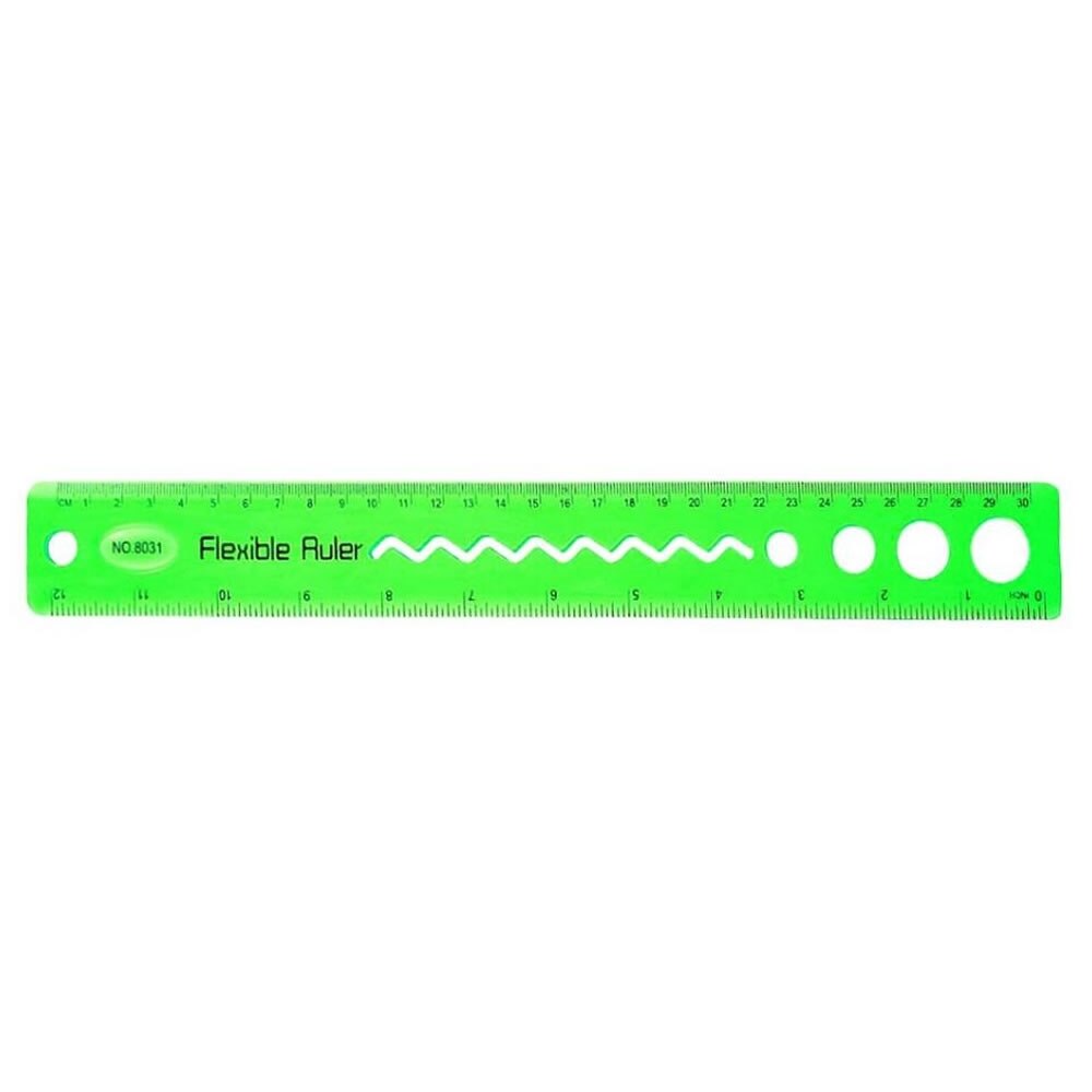 30cm Soft Flexible Ruler Multicolor Measure Straight Rulers Office School Supplies Stationery Students: Green