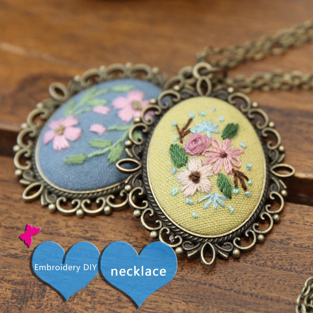 Blomma diy målning kors broderi handarbete med kedja nybörjare söm kit hängande band broderi handarbete: 07