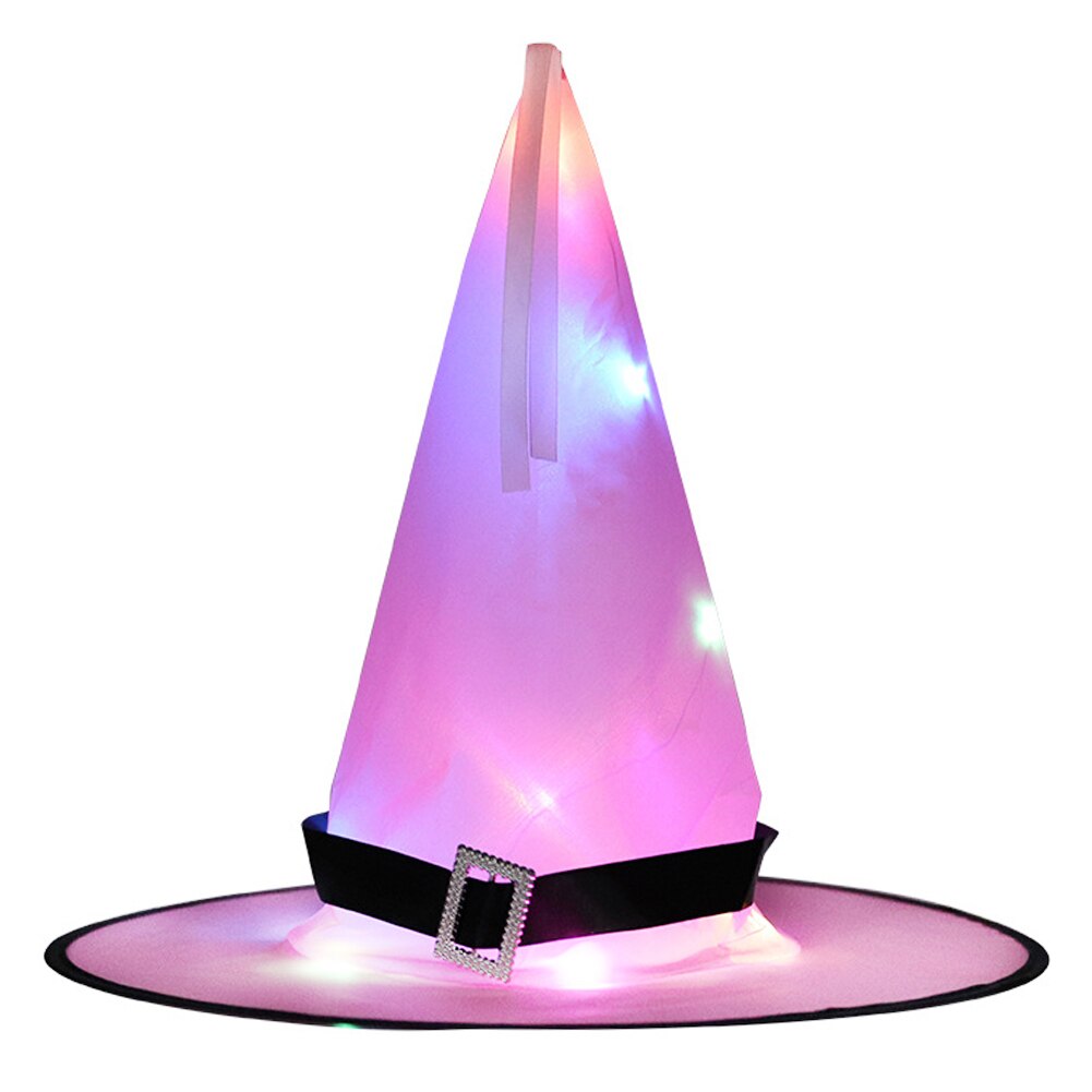 LED Luminous Witch Hat Solid Halloween Decorative Hat Cosplay Costume Kids Halloween Atmosphere Decorations: Pink