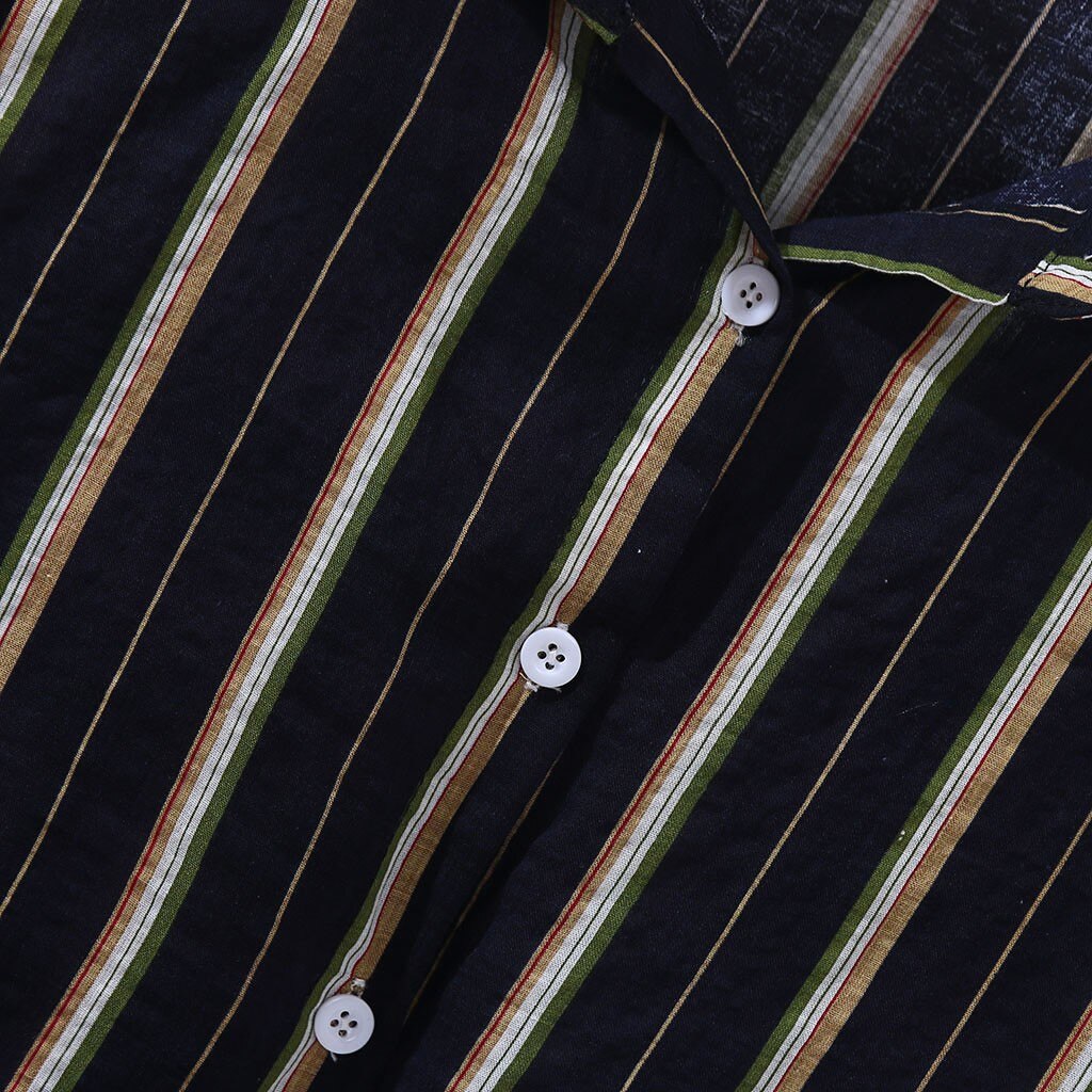 Heren overhemden heren kleurrijke streep zomer korte mouw losse knopen casual overhemd blouse zomeroverhemden jun 20