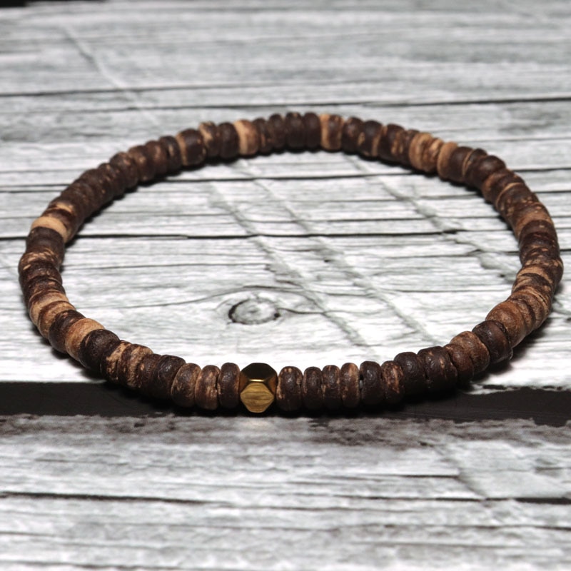 Minimalistischen 4mm Natürliche Holz Armbinde Für Männer Jahrgang Strang Braslet Perlen Unregelmäßigen Wenge Holz Brazalete Für Männliche Joyas