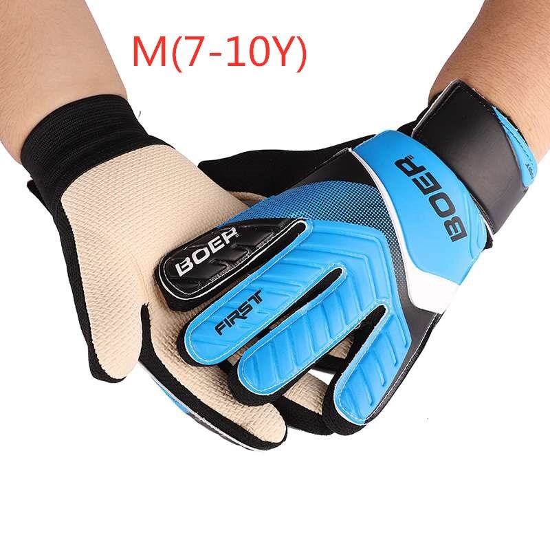 Guanti da portiere a dito pieno ragazzi ragazze gomma antiscivolo polso avvolgere calcio abbigliamento da calcio per bambini guanti da calcio: Blue M(7-10Y)