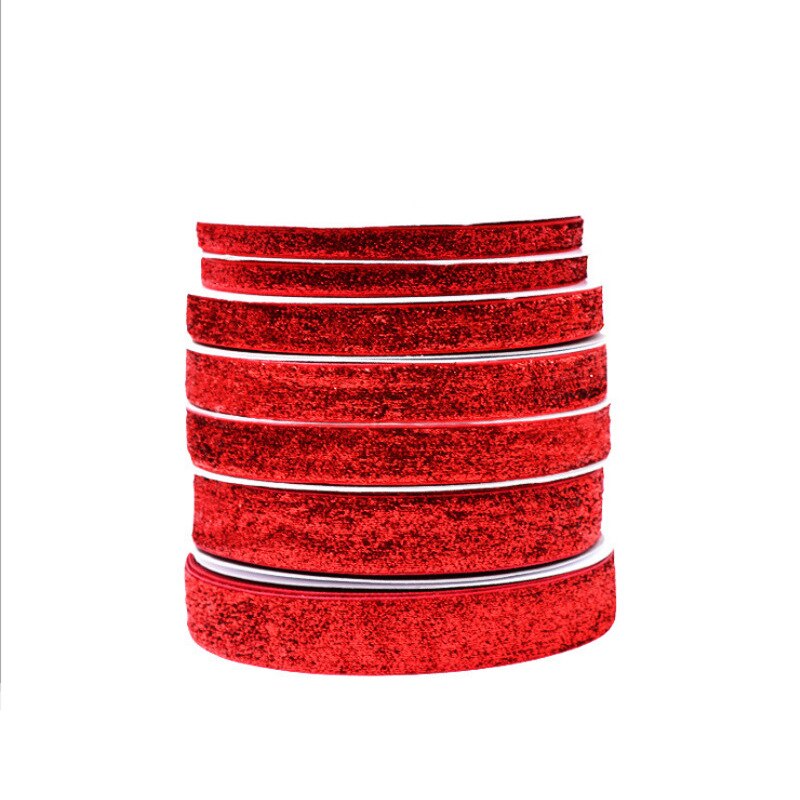 10 yard/rulle rødt glitter fløjl bånd til håndværk håndlavet bryllup dekorativt gør-det-selv silke satin bånd hjemme juleindpakning