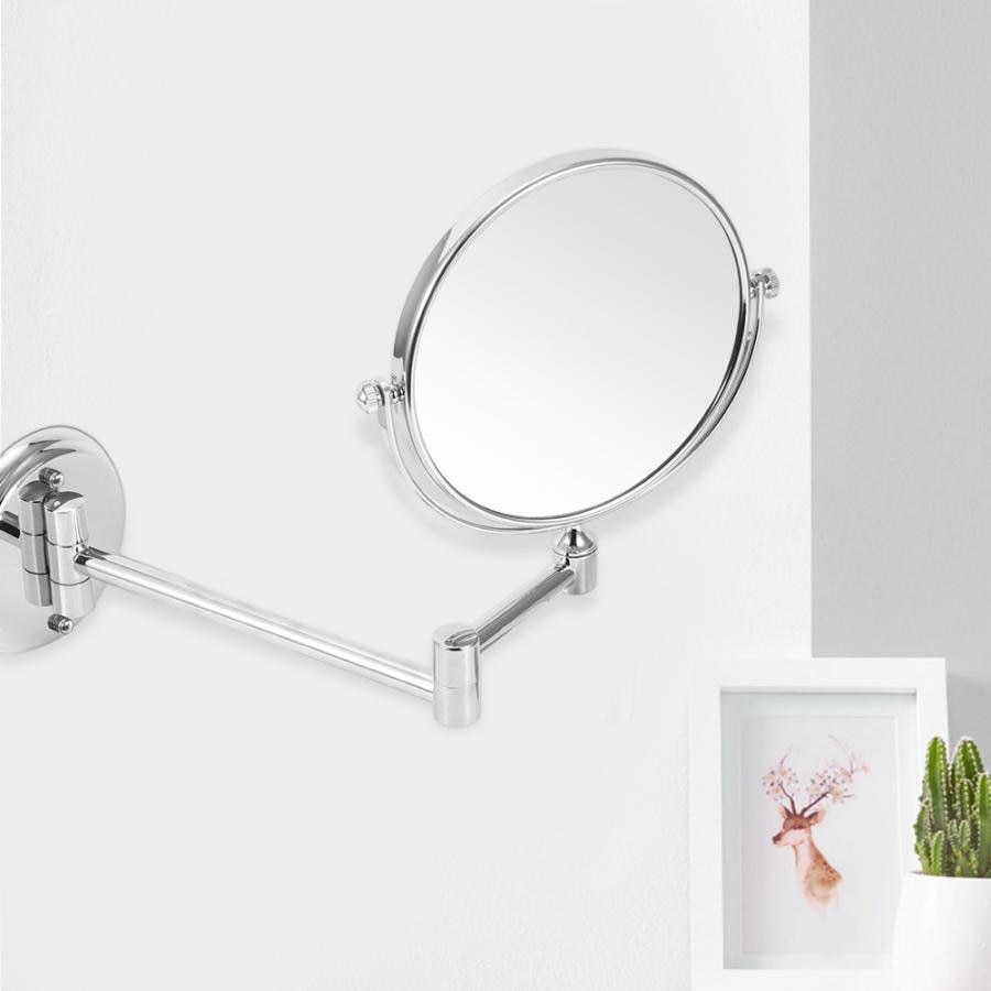 Hjemme badeværelse kobber makeup spejl vægmonteret dobbeltsidet sammenfoldelig kosmetisk makeup spejl 15cm strækbart forstørret spejl