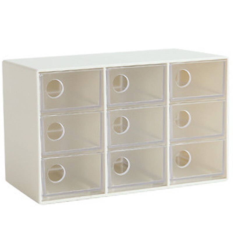 Eco-Friendly Desktop Jewelry Storage Box Transparent Plastic Storage Box Cabinets for Small Objects Makeup Organizers: white 9grid
