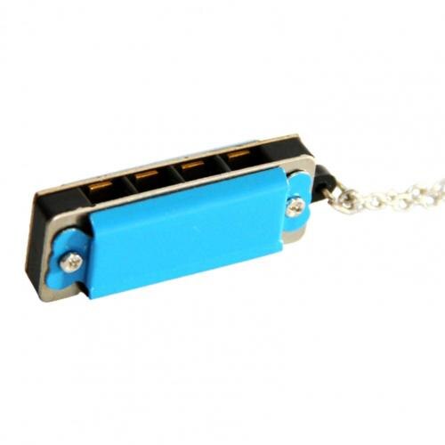 Mini colgante de Harmonia de 8 tonos y 4 agujeros para niños, armónica pequeña, canciones removibles, instrumentos musicales para niños, colgante para de vacaciones para estudiantes: Baby Blue