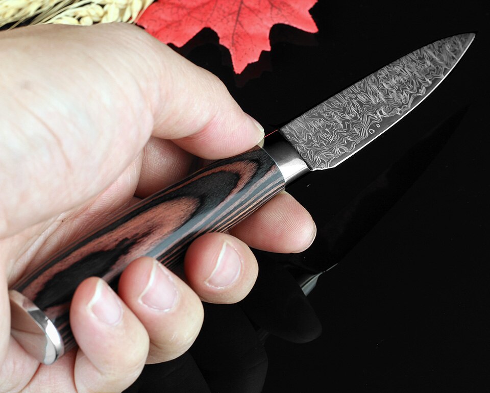 XITUO Zeer Sharp 3.5 inch Fruit mes Keukenmes rvs imiteren Damascus patroon Keukenmes Utility koksmes