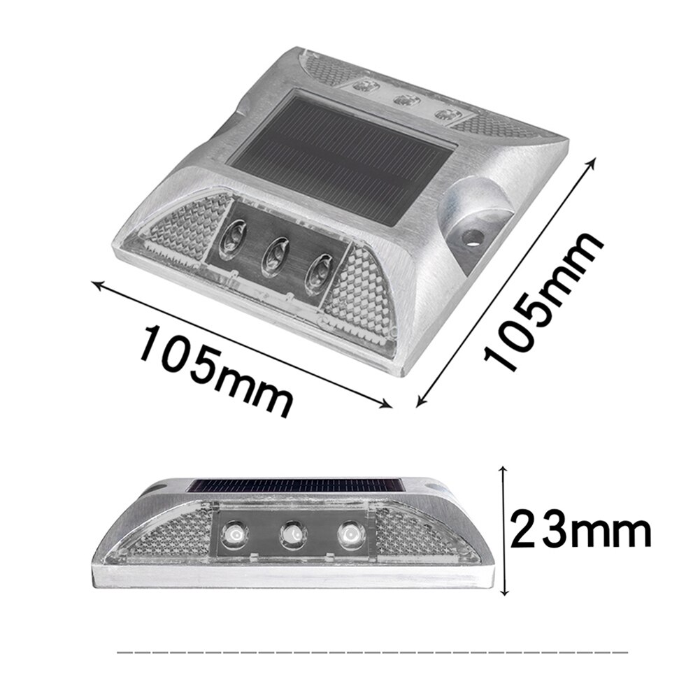 2pcs Waterproof Aluminum Outdoor Solar Powered Road Stud Light Reflective Warning Double-sided 6LED Induction Ground Path Lamp