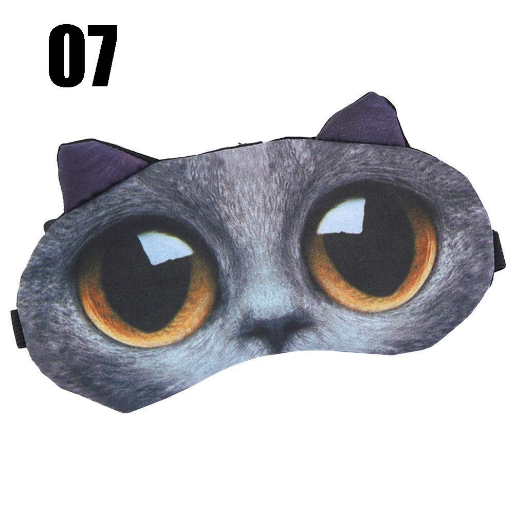 Cute Cat Sleep Mask Eye Mask Eyeshade Cover Shade Natural Sleeping Eye Patch Women Men Soft Portable Blindfold Travel Eyepatch: 07