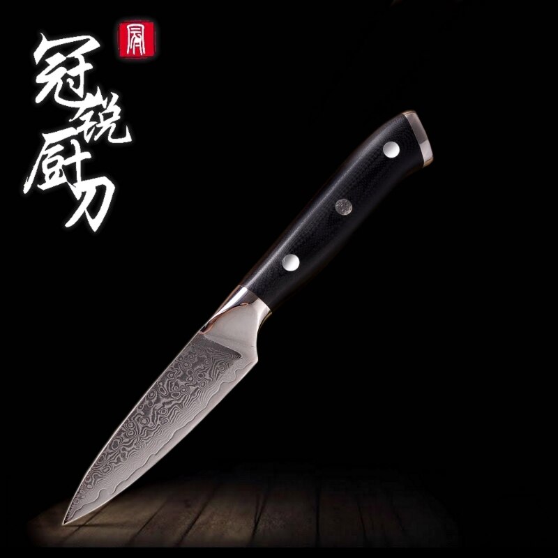 Damascus Kitchen Knife vg10 Japanese Damascus Stainless Steel Chef Cleaver Paring Boning Knives Best Family Christmas: 3.5 inch paring