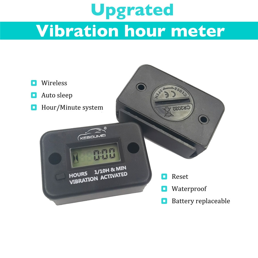 Contaore di vibrazione digitale Wireless indicatore motore impermeabile Display LCD richiudibile Auto Sleep per motore da prato Diesel a 2/4 tempi