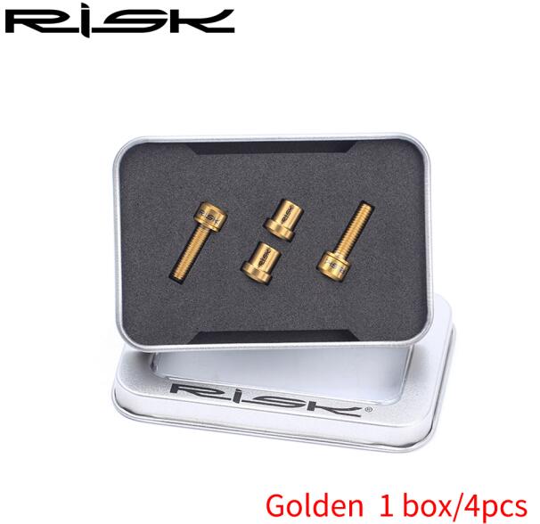 M5*18mm ti titanium bout schroef voor fietsstuurpen mountainbike ultralichte stuurpen schroef met ring pakking: Gouden