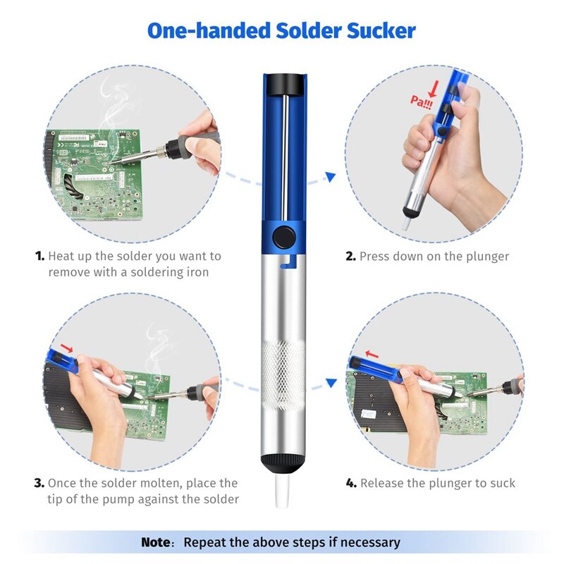 Desolderen Lont, Soldeer Sucker &amp; 2 Soldeer Vlecht (2.5Mm Breedte, Lengte)-Desolderen Vacuümpomp Soldeer Removal Tool