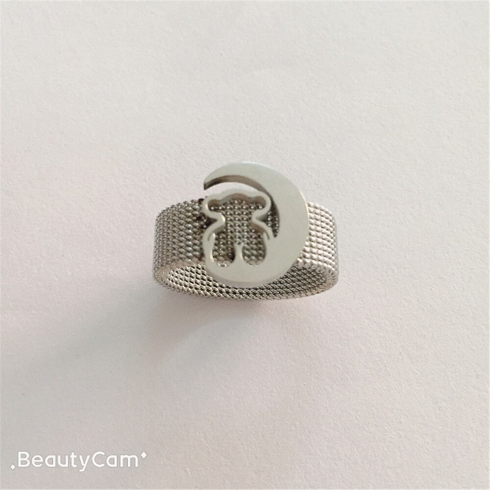 bear Ring silver color moon Wedding Party rings Big Wedding Engagement Bear Ring Jewelry Titanium Steel Ring best