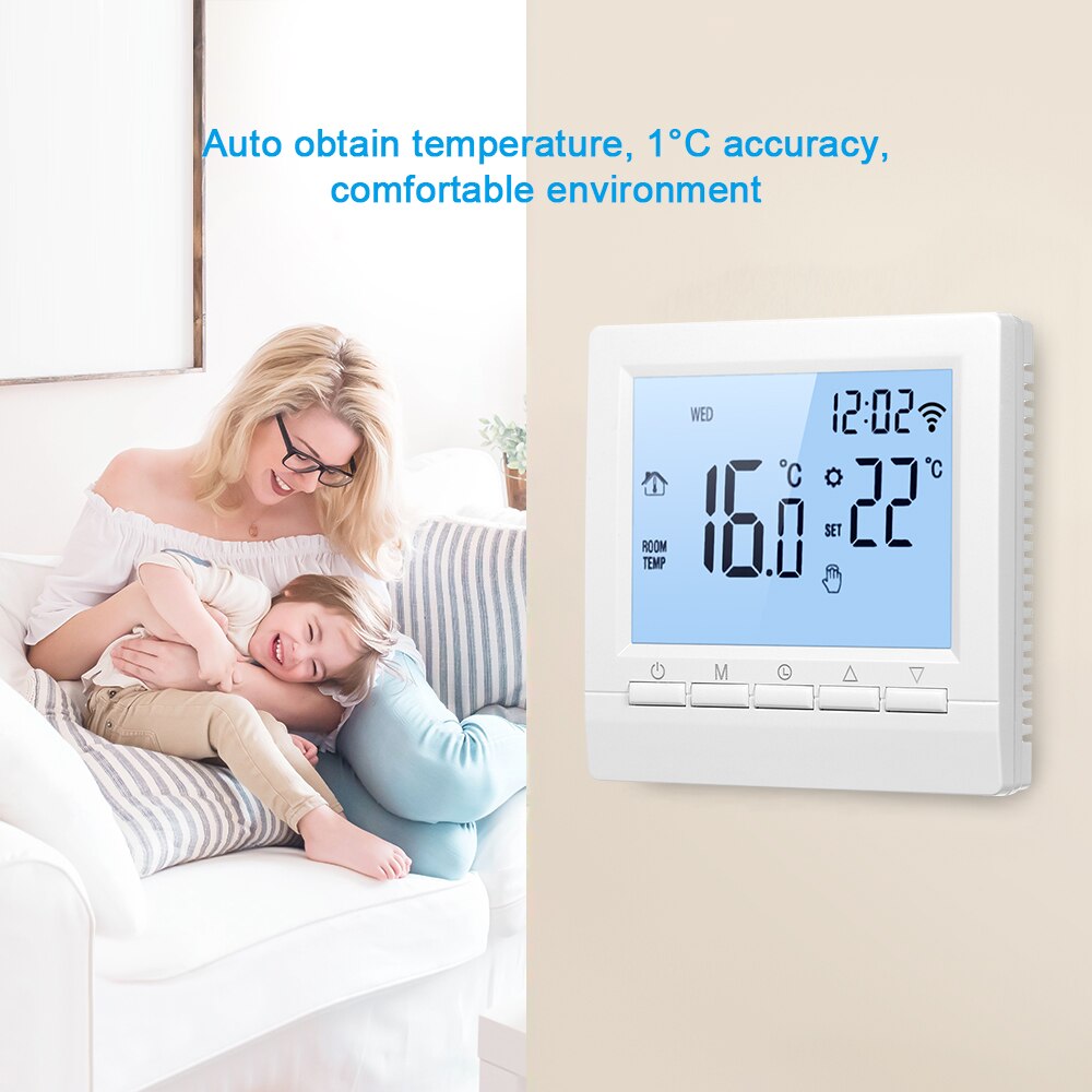 Wifis termostato digital temperaturregulator termostat app kontroll programmerbar elektrisk gulvvarme termostat