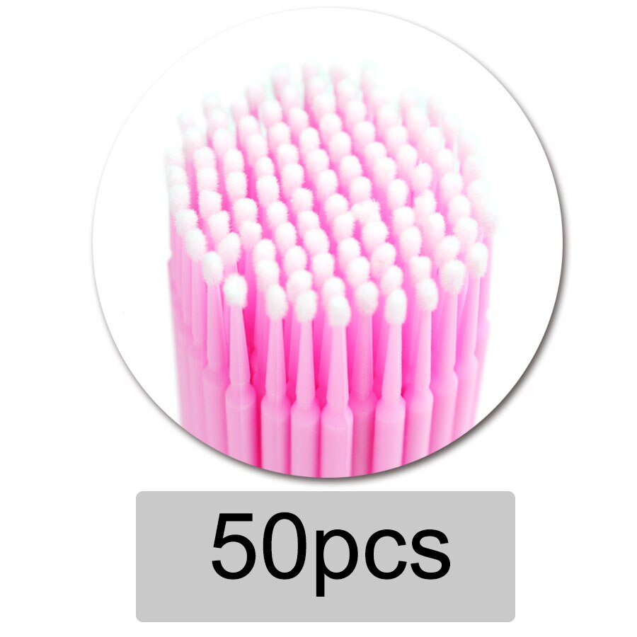 50pcs Disposable MicroBrush Eyelashes Extension Individual Lash Removing Swab Micro Brush For Eyelash Extension Tools: 50 pcs pink