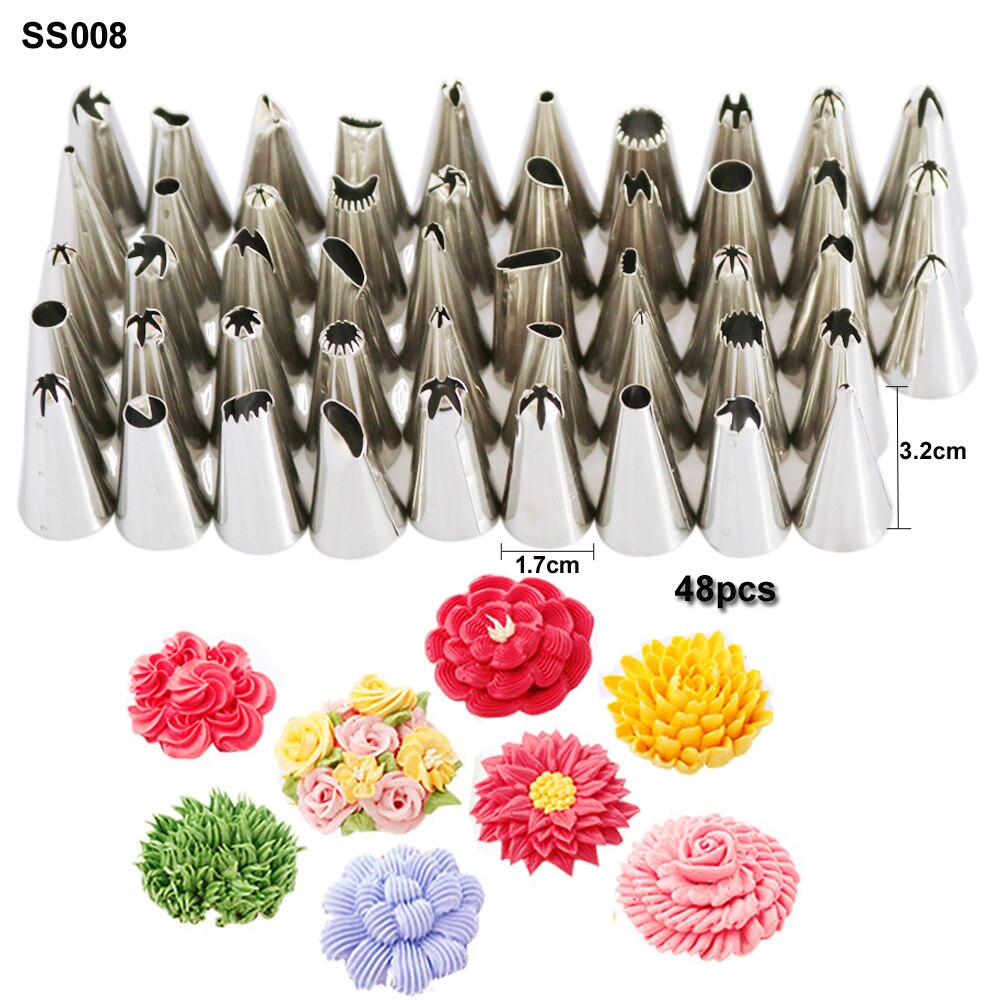 Sophronia 56Pcs Nozzles Cake Piping Nozzl Cake Tips Rvs Cake Gebak Set Rvs Cake Decorating ToolCSS023