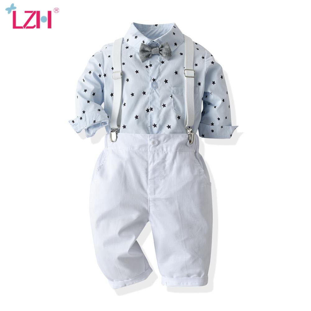 Lzh høst barn baby spedbarn klær dåp bankett kjole sett romper+bukser antrekk dresser for baby gutter nyfødte klær 0-2y