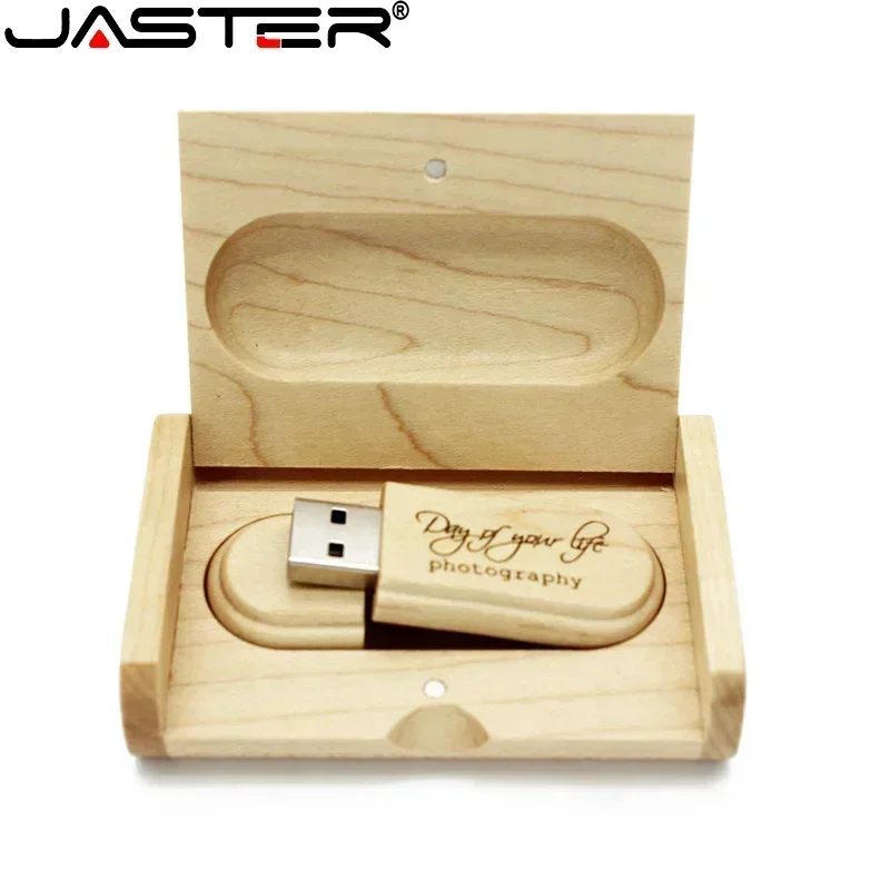 JASTER-memoria externa de madera USB 2,0 Original, 4GB, 8GB, 16GB, 32GB, 64GB, 12GB, Memoria USB, de boda, 1 uds, logotipo gratis