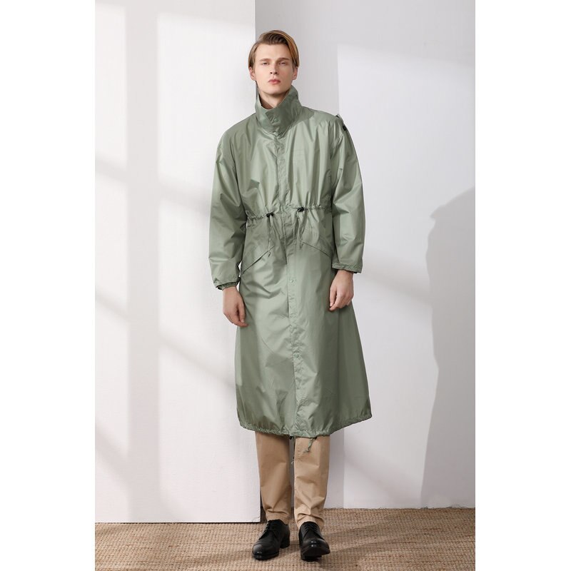Long Raincoat Men Waterproof Windproof Outdoor Tour Rain Coat Poncho Jacket Cloak Hiking Chubasqueros Impermeables: Light Green / M