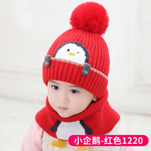 Gorro de punto con pompón para bebé de 1 a 3 años, gorro de lana cálido para niño y niña, babero de protección para las orejas, traje de gorro para bebé
