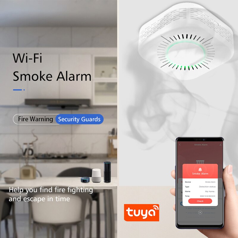 Fire Alarm Smoke Detector Smart Home System High Sensitivity Safety Prevention Sensor Fire Protection APP Remote Notication