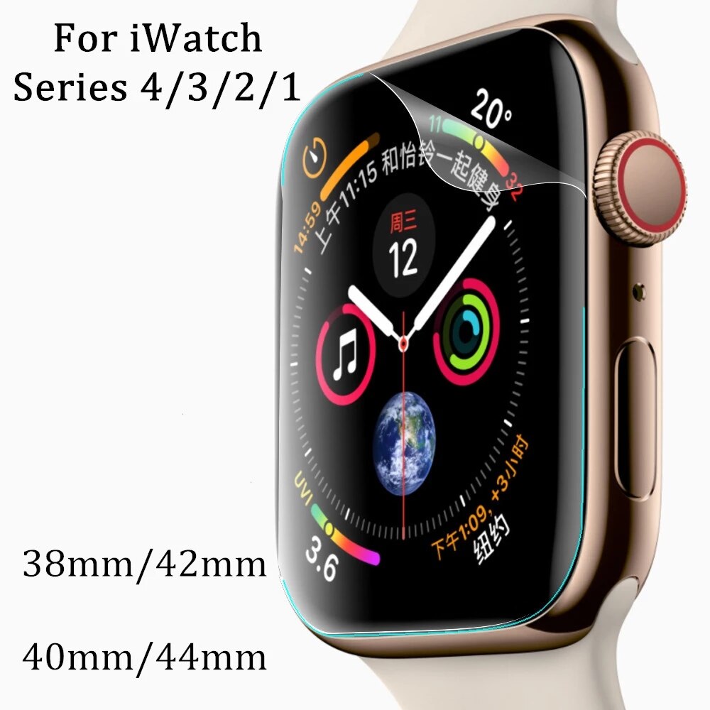 Couvercle de protection pour Apple Watch, 40mm, 44mm, 38mm, 42mm, coque plein écran 3D pour Apple Watch série 6 SE 5 4, PET et PMMA pour iwatch 3 2 1