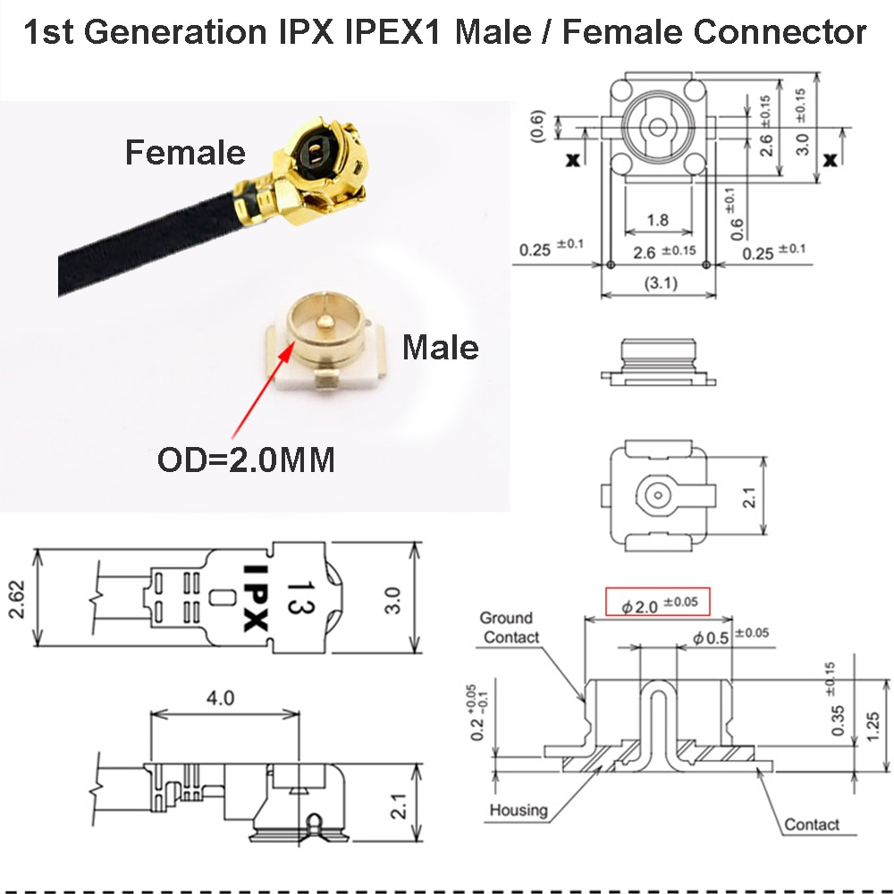 10 Stks/partij 4th Generatie IPX4/IPEX4/MHF4 Mannelijke Plug Antenne Base U. Fl Smt Pcb Rf Coaxiale Wifi Connector Antenne Board Terminal