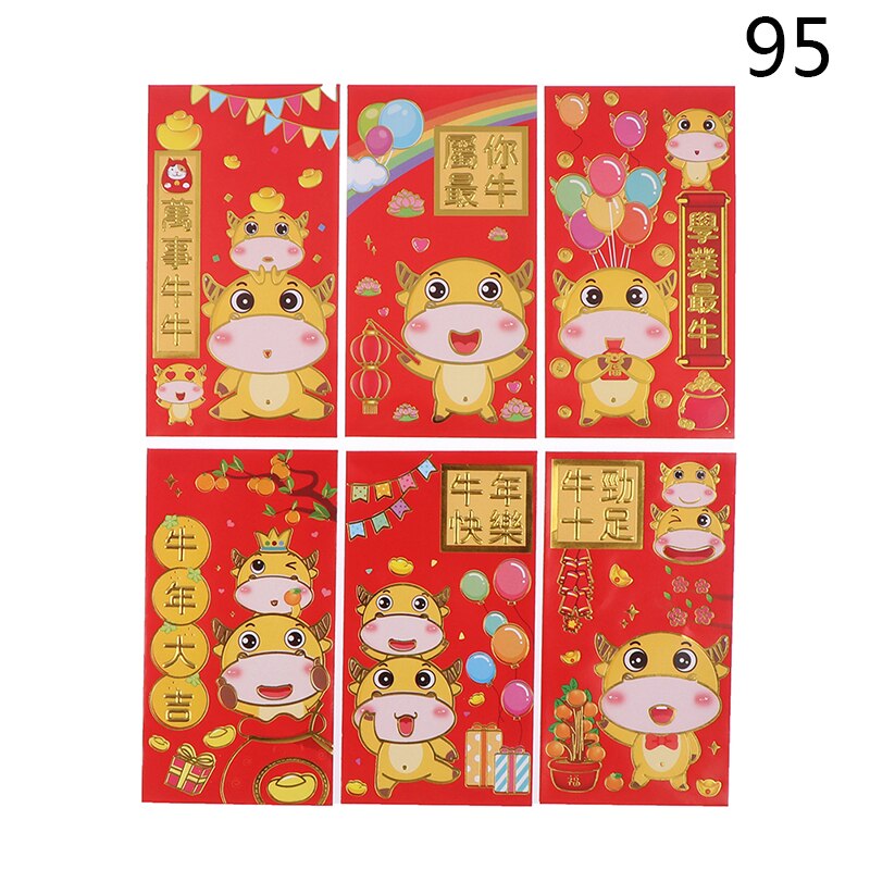 6 Stuks Chinese Ox Jaar Lente Festival Creatieve Rode Envelop Trouwen Rode Envelop: Light Grey