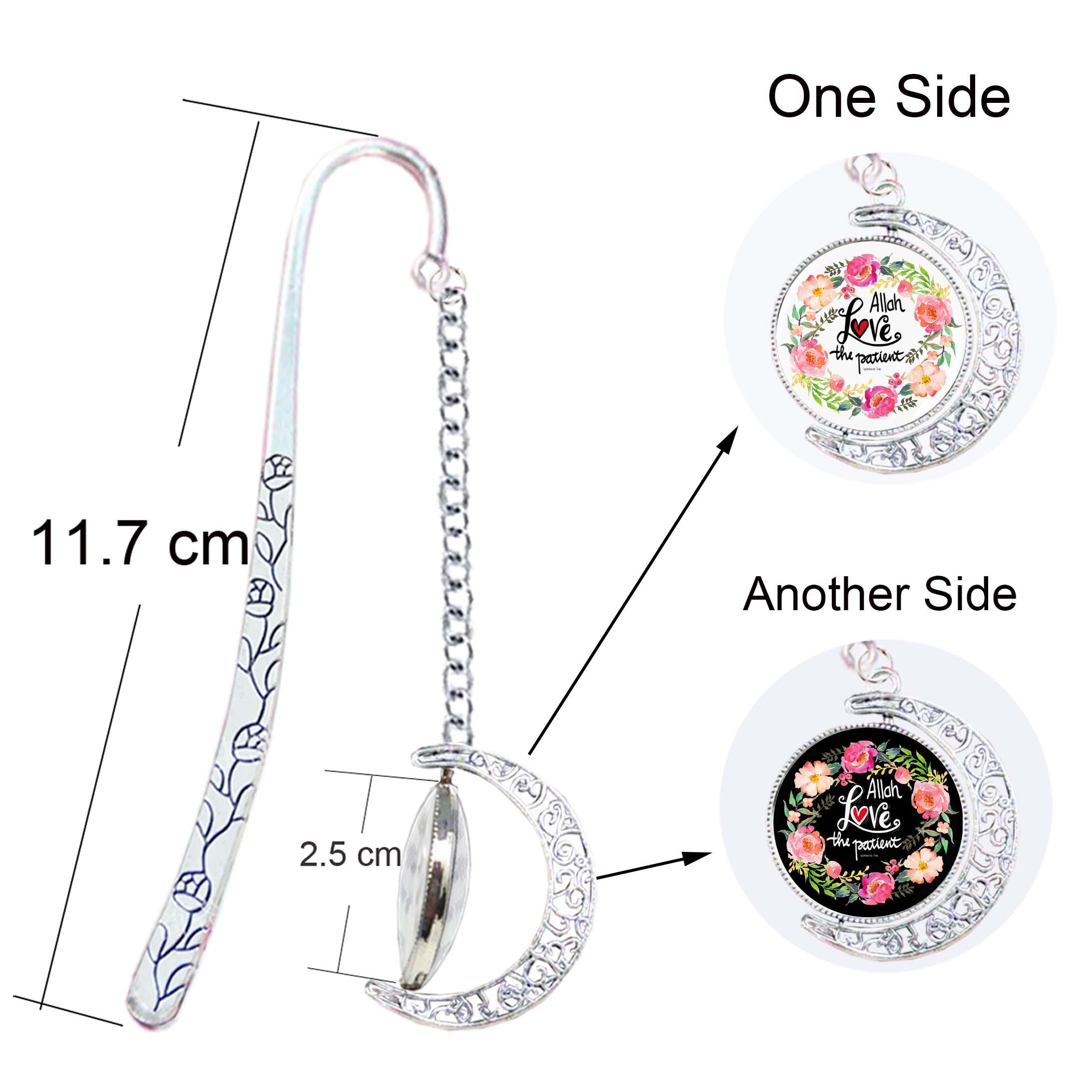 Islamic Quote - And Allah Loves The Patien 3 146 - Double Sided Bookmark Spinning Pendant Muhammad Koranic Book Mark Muslim: 4