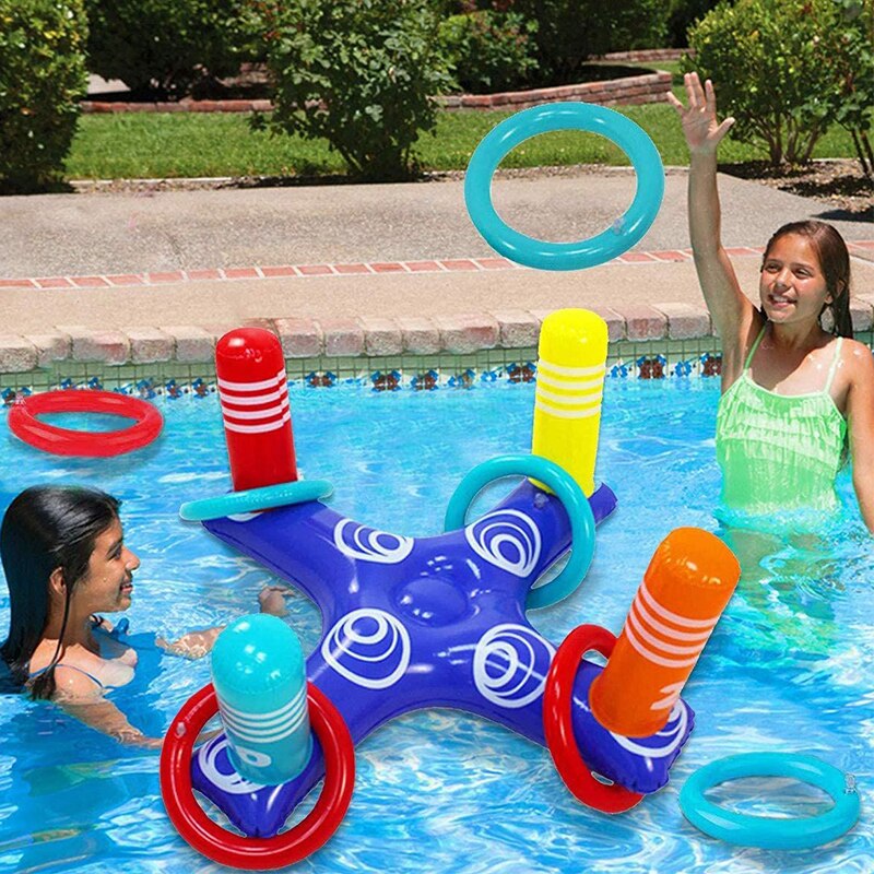 Opblaasbare Ring Speelgoed Zwembad Party Gooien Beentje Cross Toss Spel Met 4 Stuks Ringen Kid Outdoor Zwembad Strand Zomer water Speelgoed