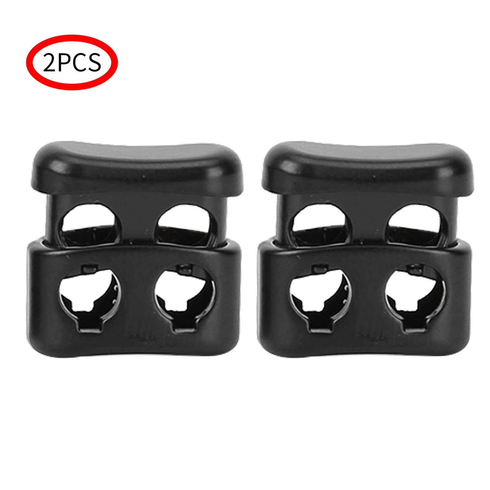 2Pcs Metal Cord Locks Bucket Shape Rope Ends Buttons Drawstring Toggles 2 Holes Lanyard Shoelace Fasteners DIY Paracord Stopper: Black
