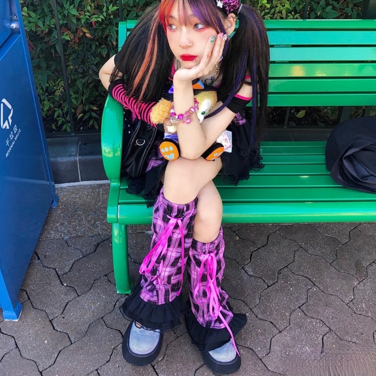 Couvre-jambes japonais Harajuku JK fait à la main, Bandage rose pour fille, automne hiver