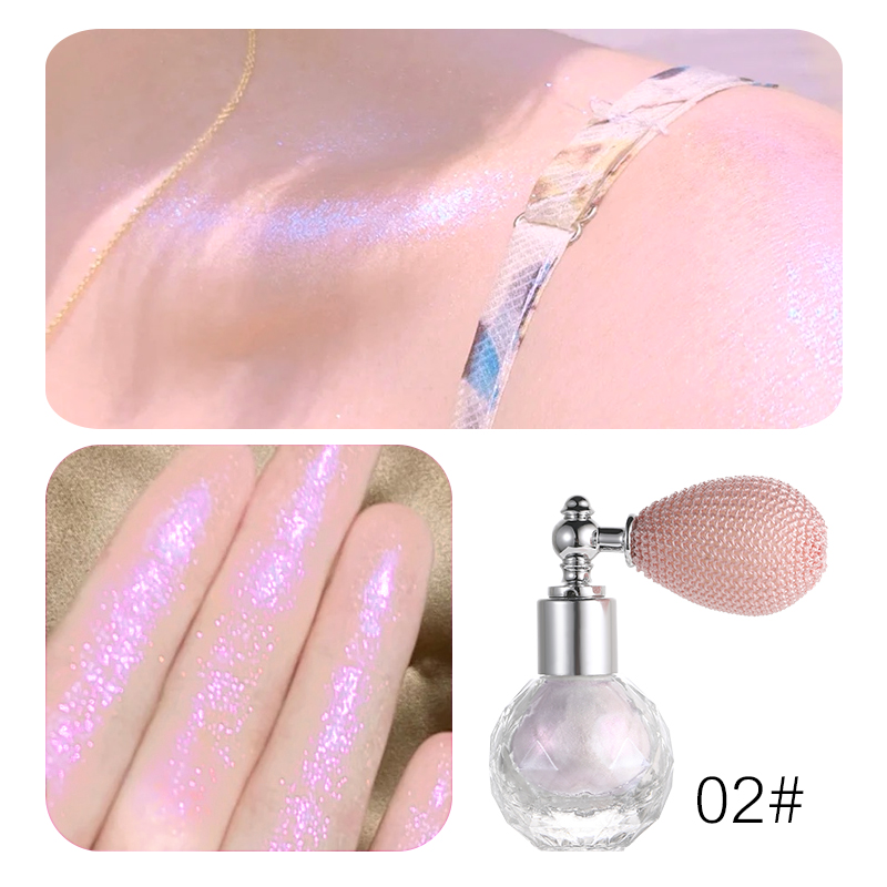 Shiny Glitter Body Powder Highlighter Spray with High Gloss Shine and Sparkle, Suitable for Face and Body Makeup Highlighter: SKY BLUE