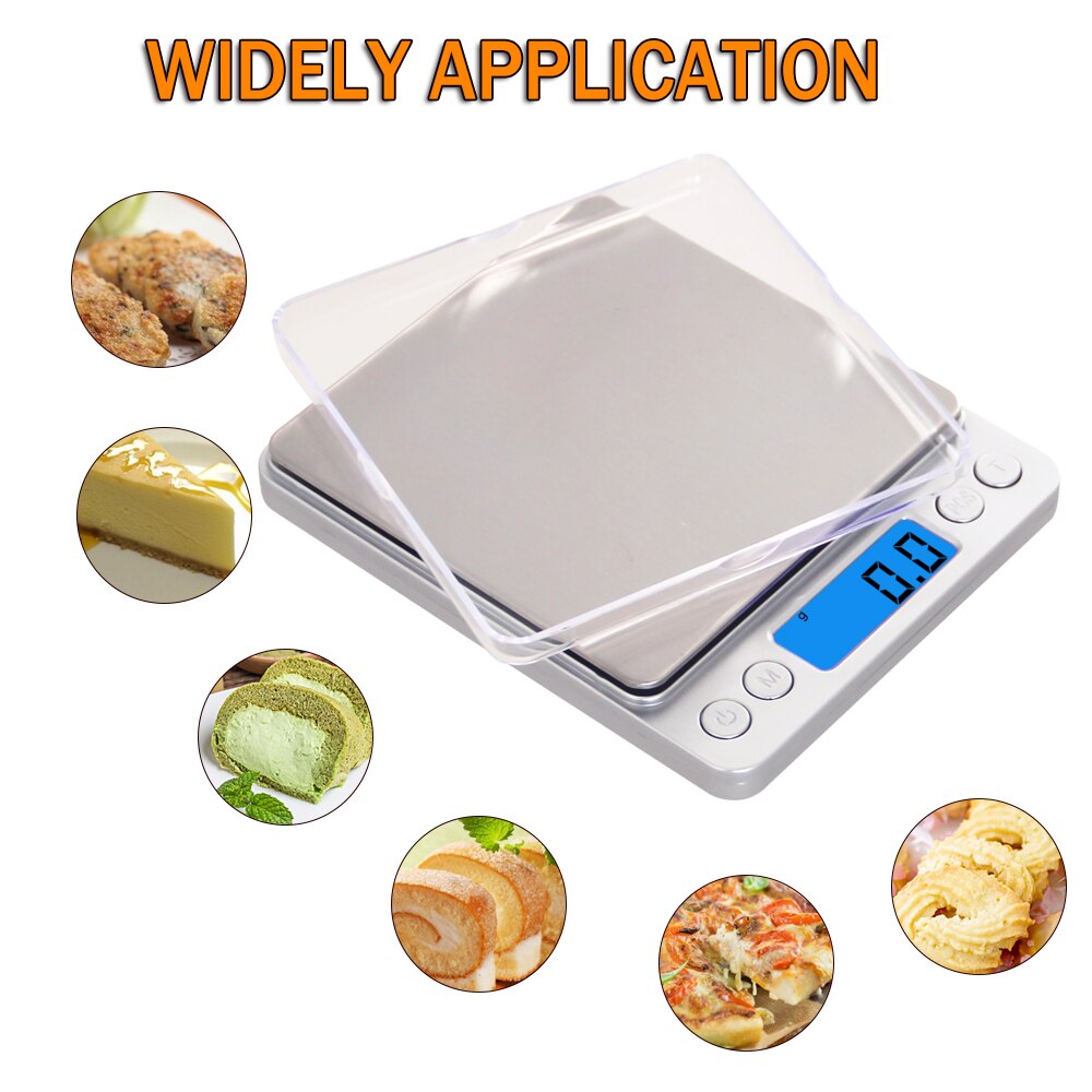 Báscula de cocina de 3kg y 0,1g, balanza Postal para alimentos, báscula Digital portátil de 500g y 0,01g, báscula electrónica LCD, escalas Romana