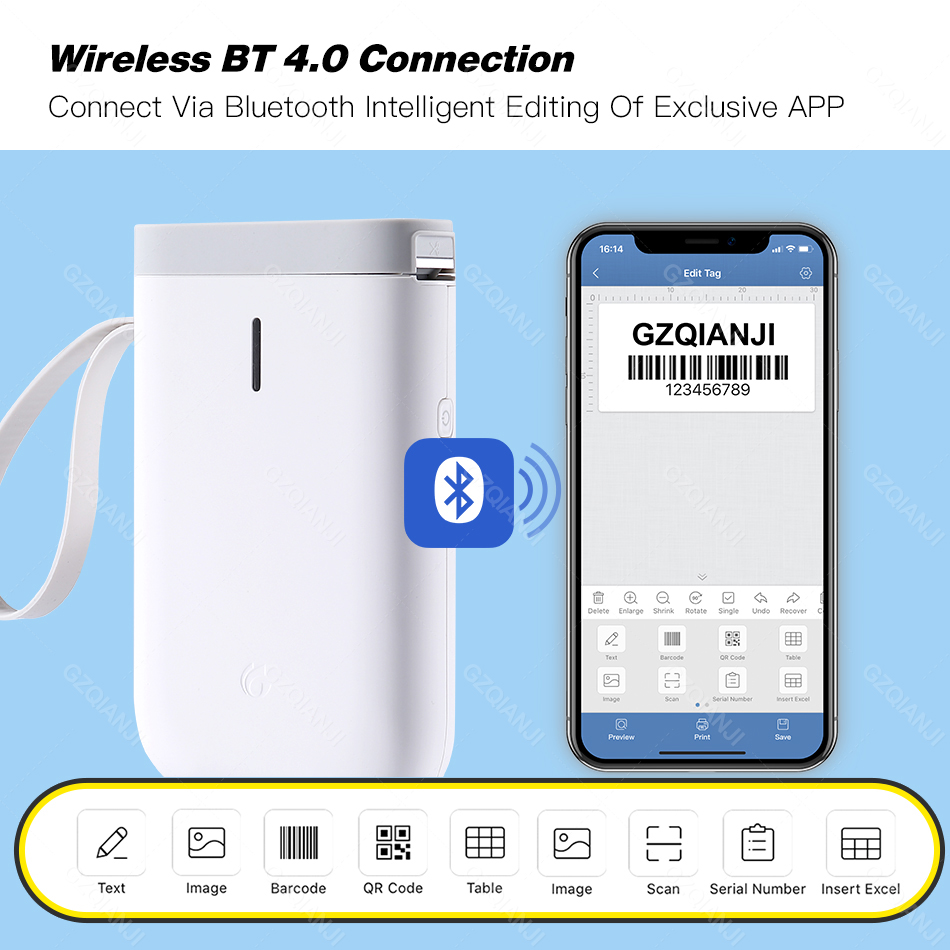 Niimbot D11 Label Printer Mini Wireless Sticker Printing Label Maker with 5 10 Roll White Paper Official Phone Price Tag Printer