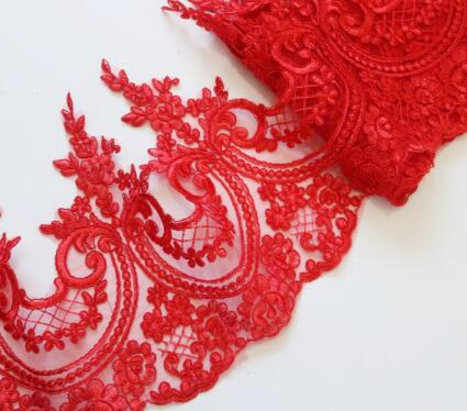 Delicate 9 yards 22 cm pailletten ivoor/witte stof bloem Venise Venetië kant trim applique naaien ambacht voor bruiloft december LW0333: Antiek koper