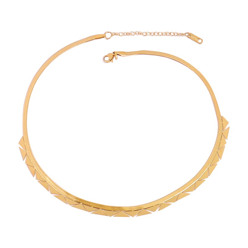 Trendy Stainless Steel Necklace For Women Gold Silver Color Round Geometric Pendant Necklace Choker Snake Chain Necklace Jewelry: B0149