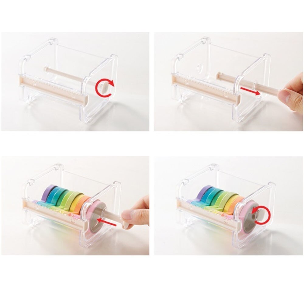 Transparent Plastic Adhesive Tape Dispenser and paper tape cutter Office Desktop Scotch Tape Holder