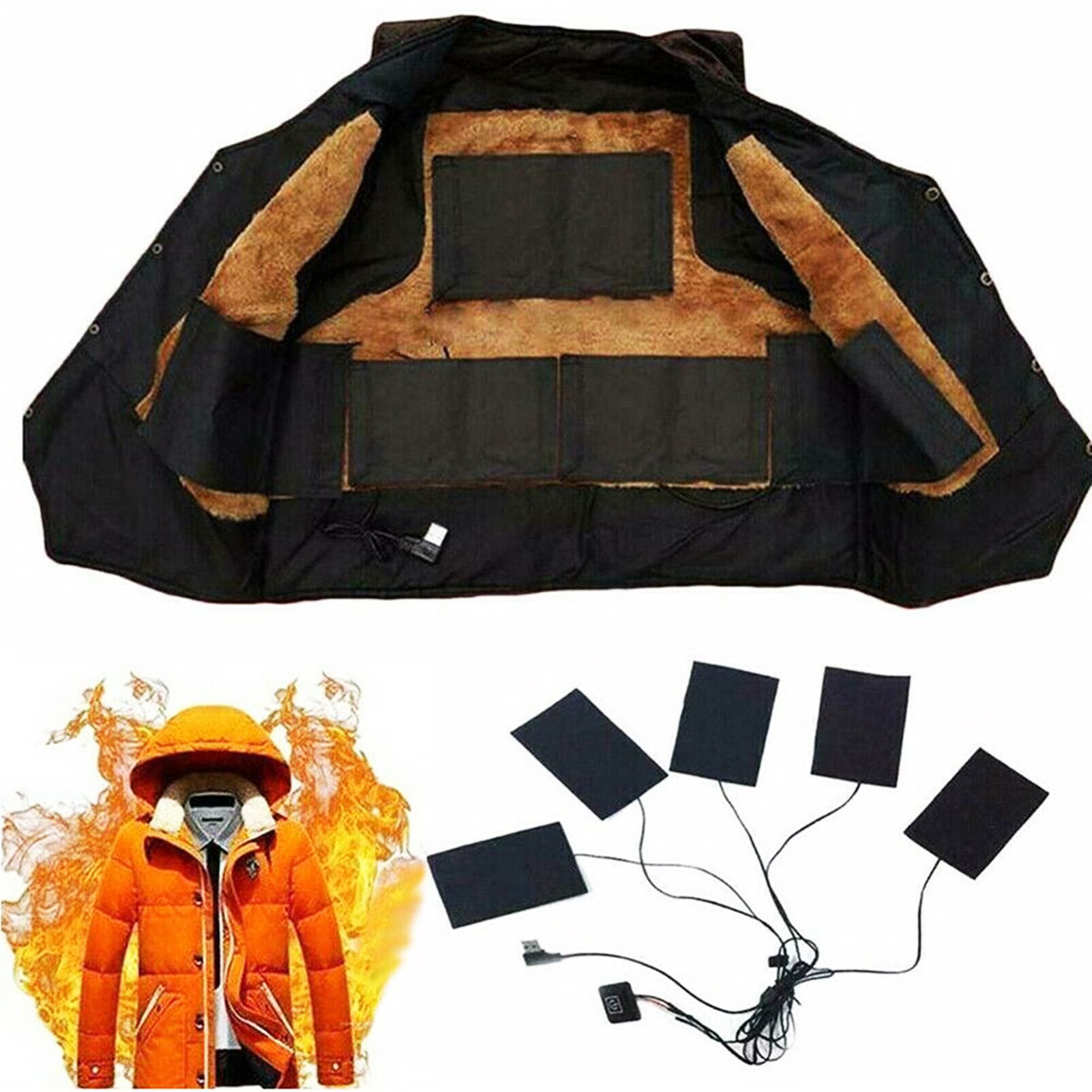 Safe USB Electric Heated Jacket Heating Pad Outdoor Themal Warm Winter Heating Vest Pads For DIY Heated Clothing