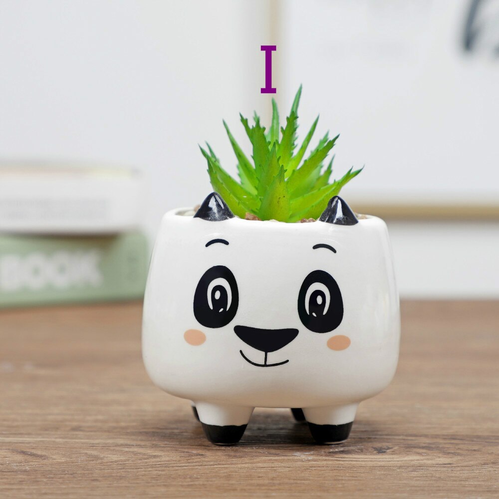 Dessin animé Animal Pot de fleur Pot d'intérieur Succulent plante Pot décoration de la maison artisanat décoration: I