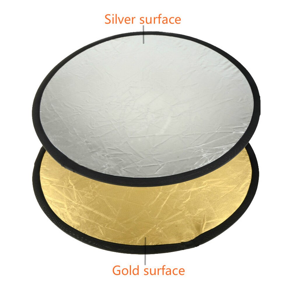 2 In 1 Photo Diffuser Gold Silver Light Reflector Round Durable With Storage Bag Folding Studio Photography Multi Disc Nylon