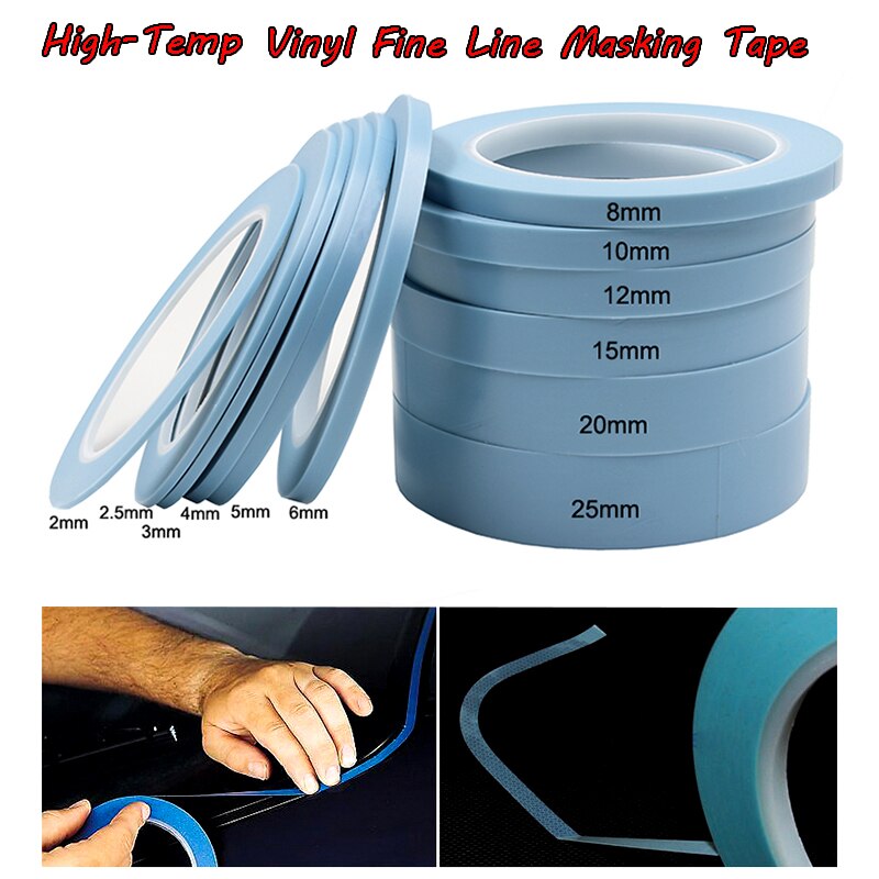 Blue Mix 6Rolls High-Temp Vinyl Fine Line Fineline Masking Tape Car Auto Paint 2mm 2.5mm 3mm 4mm 5mm 6mm