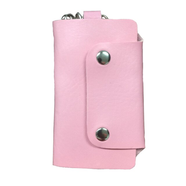 1PCS Schlüssel Tasche Neue Stil Solid Key Brieftaschen Tasche Unisex Mini PU Leder Auto Haushälterin Halter keychain: Pink