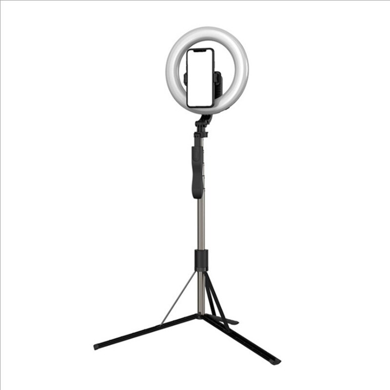 Selfie Pole Statief Met Licht Invullen 8 Inch 1.6M Telescopische Draagbare Live Desktop Vloer Led Licht Invullen Beugel