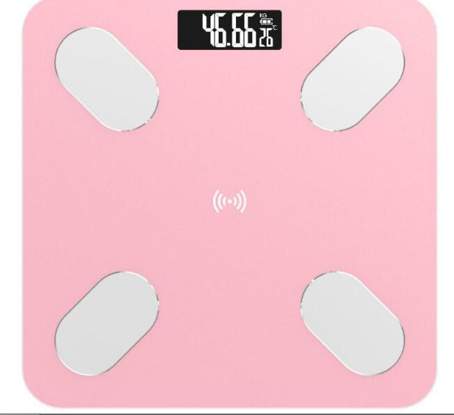 LCD Digital Body Index Fat Scale Electronic Smart Voice Bluetooth APP Electronic Scales for Apple/IOS Bathroom Household Balance: Pink