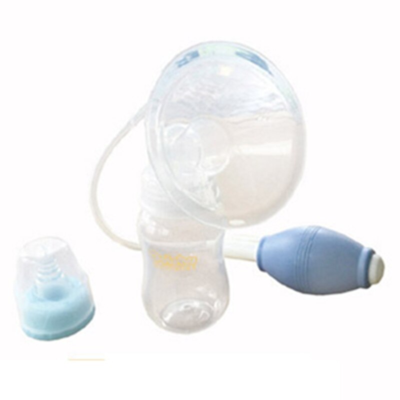 With Mom Simple Manual Breast Pump Silica Gel PP Big Suction Pregnant Women Breast Pump With Bottle Breast Feeding: Blue