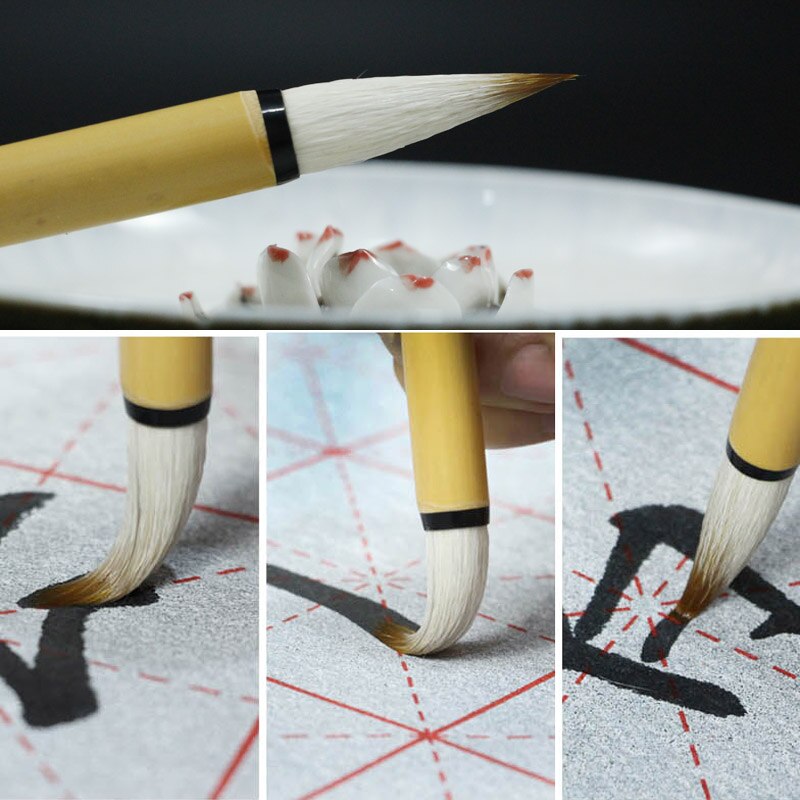 Chinese Traditional Calligraphy Brush Pen Set Regular Script Calligraphy Painting Brushes the Scholar's Four Jewels