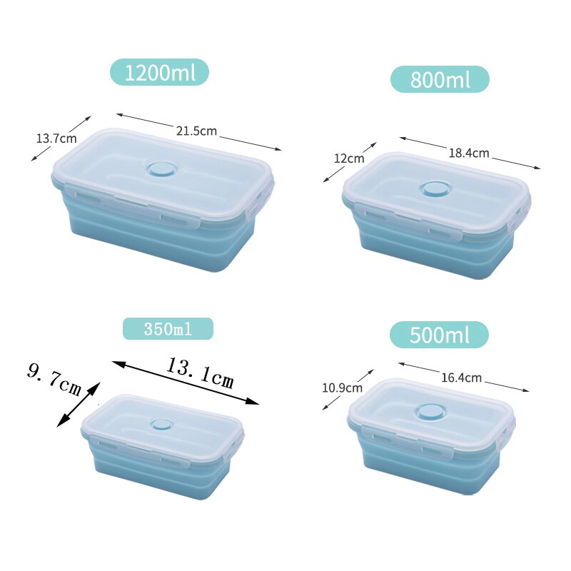 Silicone Inklapbare Lunchbox Voedsel Opslag Container Bento Microwavable Draagbare Picknick Outdoor Camping Lunchbox